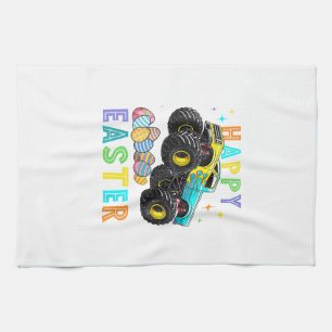 Boys Happy Easter Monster Truck Easter Eggs Toddle Tea Towel