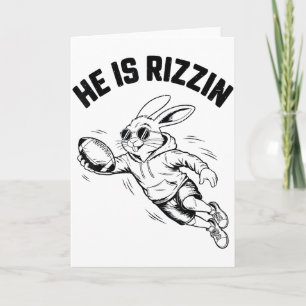 Boys He Is Risen Bunny Face Sungles Football Easte Card