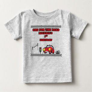 BOYS HEATHER GREY ONE FOR THE ROAD 1ST BIRTHDAY BABY T-Shirt