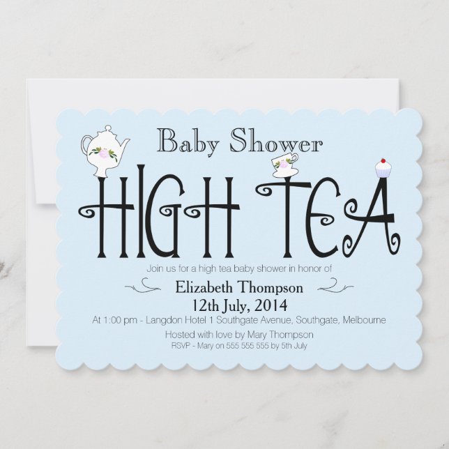 Boys High Tea baby Shower Invitation (Front)