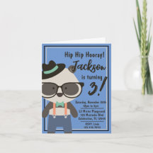 Boys Hipster Mister Panda Bear Birthday