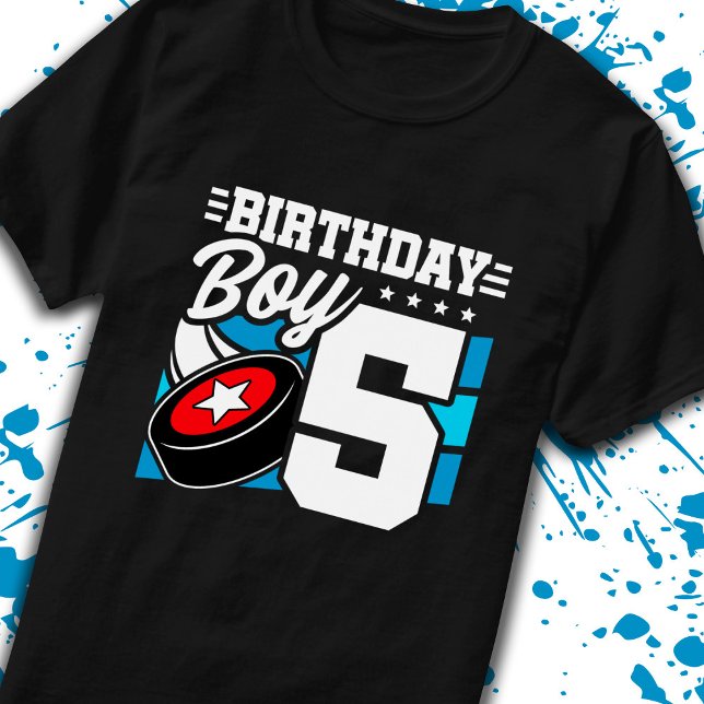 Boys Hockey Birthday 5th Birthday 5 Year Old Boy T-Shirt (Creator Uploaded)