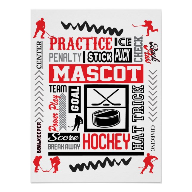 Boys Hockey Terminology in Red   Poster (Front)