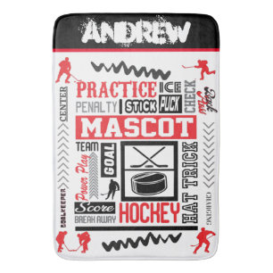 Boys Hockey Terminology Personalised Bath Mat