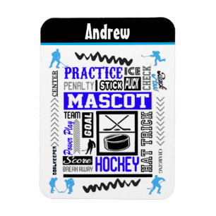 Boys Hockey Terminology Personalised Blue Magnet