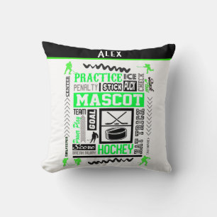 Boys Hockey Terminology Personalised Neon Green   Cushion