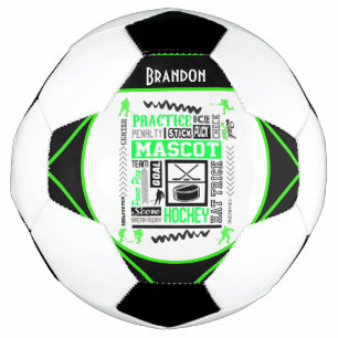Boys Hockey Terminology Personalised Neon Green    Soccer Ball