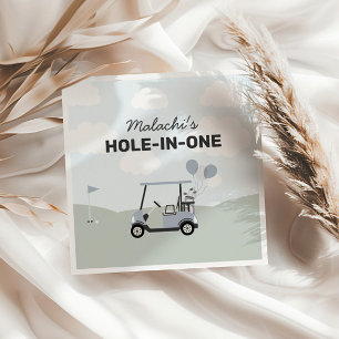 Boys' Hole-In-One Golf 1st Birthday Welcome Sign Napkin