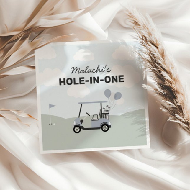 Boys' Hole-In-One Golf 1st Birthday Welcome Sign Napkin (Creator Uploaded)