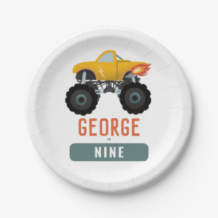 Boys Hot Truck Kids Birthday Paper Plate