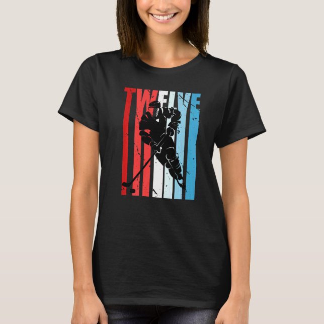 Boys Ice Hockey 12th Birthday Player Motivational  T-Shirt (Front)