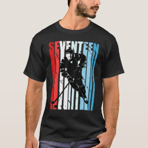 Boys Ice Hockey 17th Birthday Player Motivational  T-Shirt