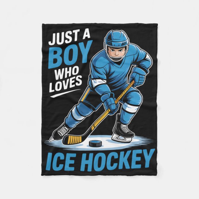 Boys Ice Hockey  Fleece Blanket (Front)