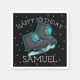 Boy's Ice Skate Birthday Napkin