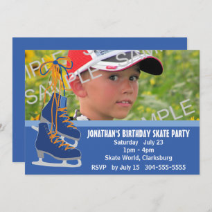 Boy's Ice Skating Party Invitation
