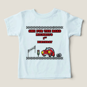 BOYS ICY BLUE ONE FOR THE ROAD RACE 1ST BIRTHDAY