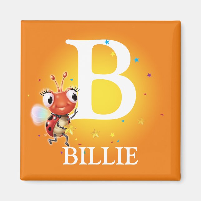 Boy's initial ladybug fridge magnet (Front)