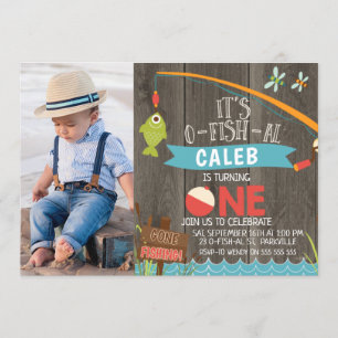 Boys Its O-fish-al Photo First Birthday Invitation