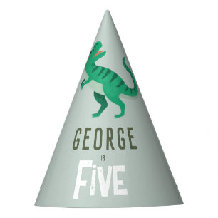 Boys Jungle Dinosaur T-Rex Kids Birthday Party Hat