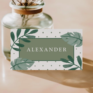 Boys' Jungle Safari Green Polkadot Birthday Place Card