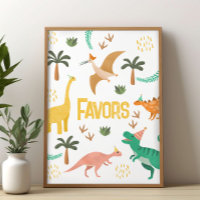 Boys Jurassic Dinosaur Party Favour Sign