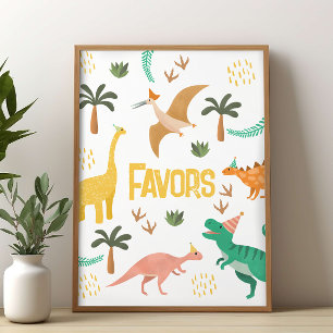 Boys Jurassic Dinosaur Party Favour Sign 