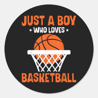 Boys Just A Boy Who Loves Basball Bball Classic Round Sticker