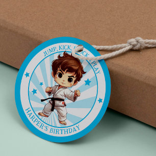 Boy's Karate Martial Arts Birthday Party Classic Round Sticker