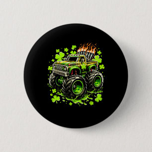 Boys Kids Monster Green Truck Shamrock St Patricks 6 Cm Round Badge
