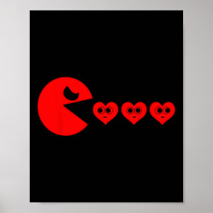 Boys Kids Valentines Day Hearts Eating Funny Gamer Poster