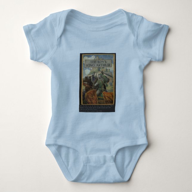Boys King Arthur Book Cover Baby Bodysuit (Front)