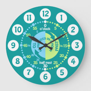 Boys learn to tell time teal wall clock