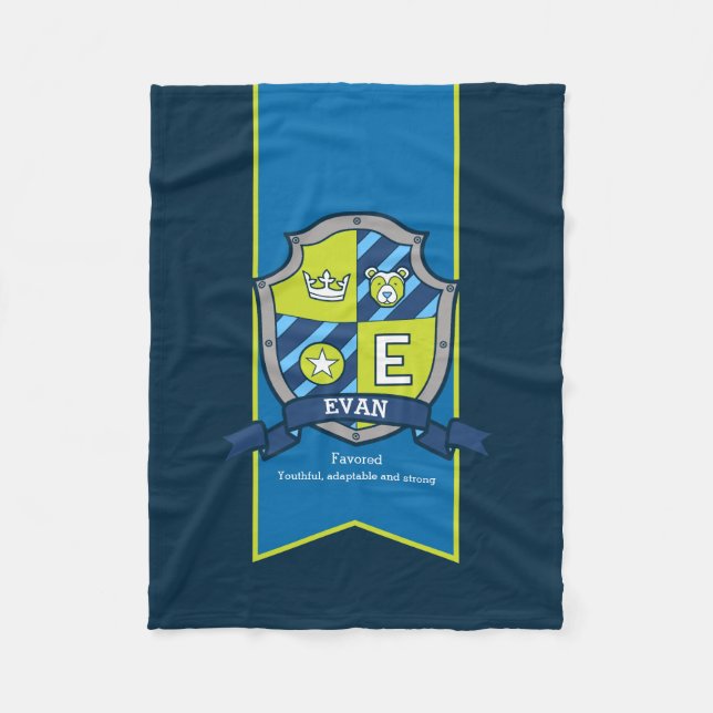 Boys letter E Evan name meaning bear blanket (Front)