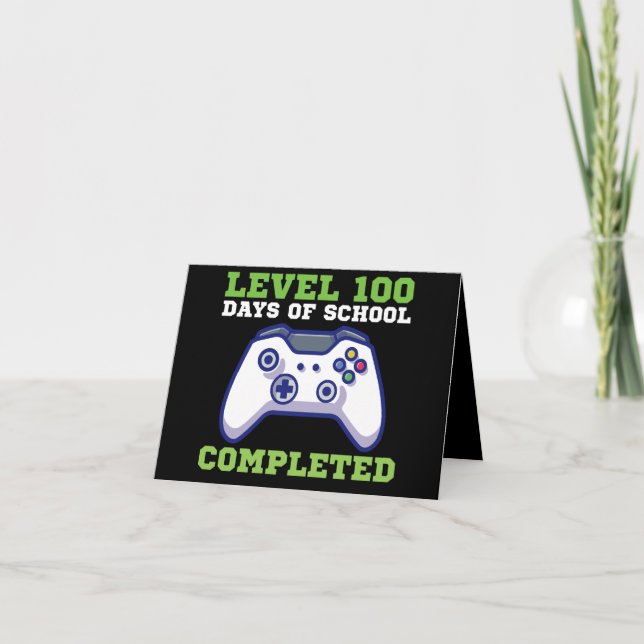 Boys Level 100 Days Of School Completed  Card (Front)