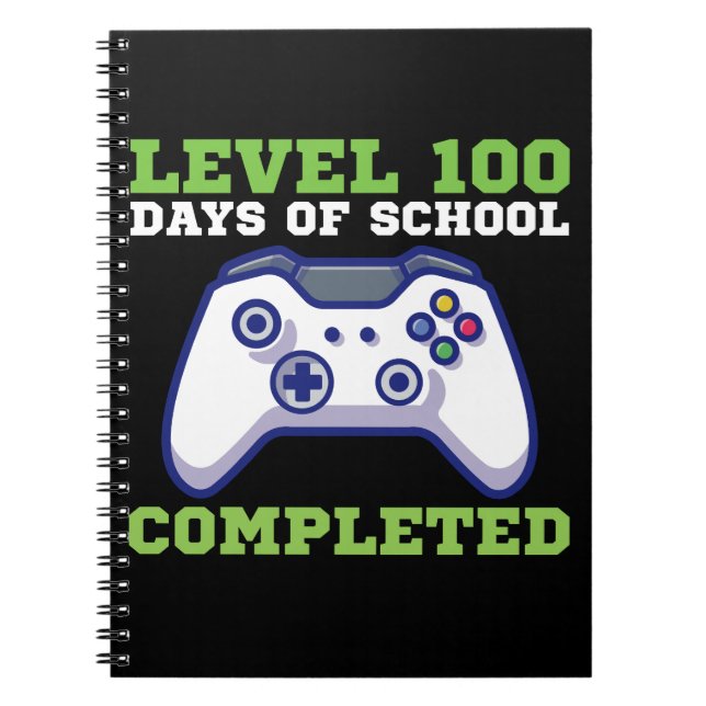 Boys Level 100 Days Of School Completed  Notebook (Front)