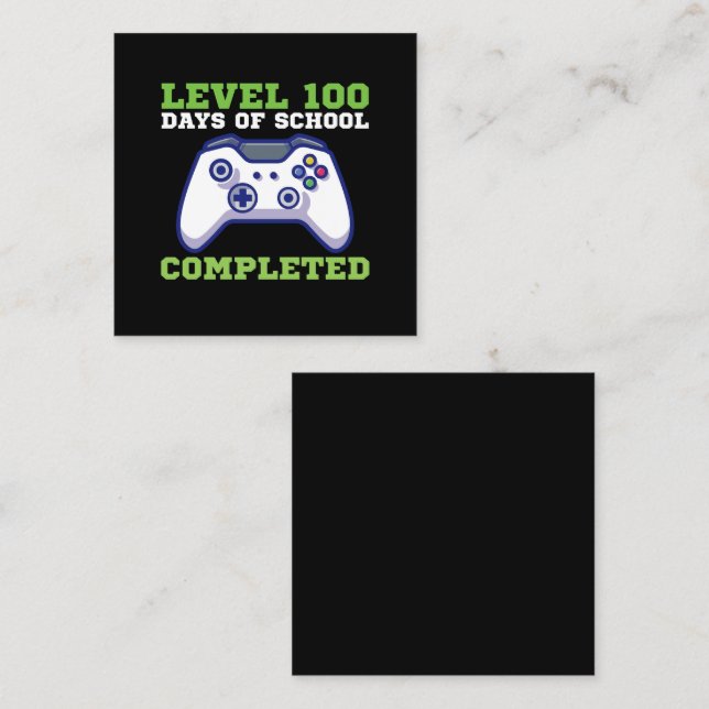 Boys Level 100 Days Of School Completed  Square Business Card (Front/Back)