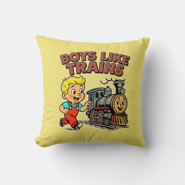 Boys like trains cushion (Front)