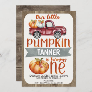 Boys Little Pumpkin 1st Birthday Invitation