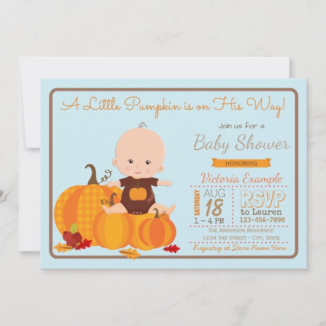 Boys Little Pumpkin Baby Shower Invitation (Front)