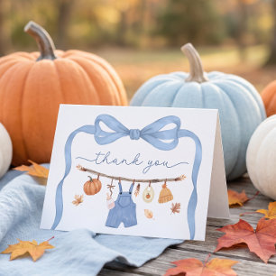Boy's Little Pumpkin Fall Baby Shower Thank You Card