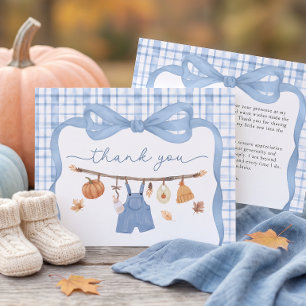 Boy's Little Pumpkin Fall Baby Shower Thank You Card