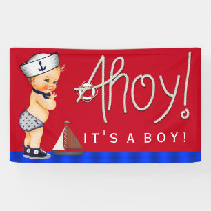 Boys Little Sailor Nautical Baby Shower Banner