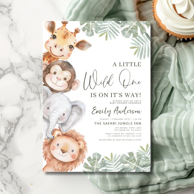 Boys Little Wild One Safari Animals Baby Shower Invitation (Creator Uploaded)