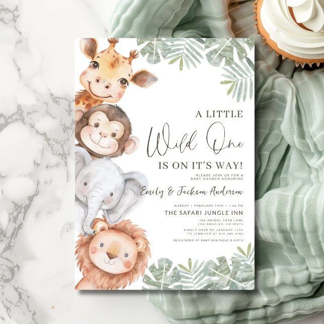 Boys Little Wild One Safari Animals Baby Shower Invitation (Creator Uploaded)