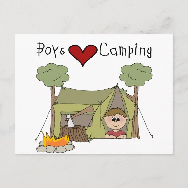 Boys Love Camping Postcard (Front)