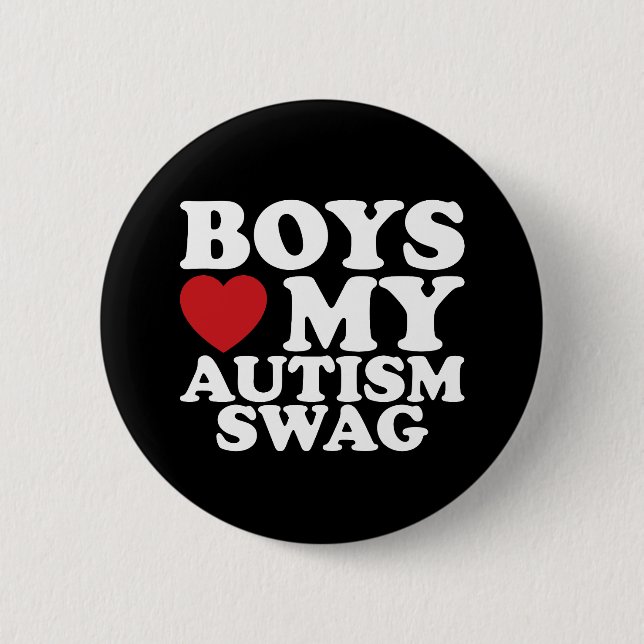 Boys Love My Autism Swag Awareness Heart 6 Cm Round Badge (Front)