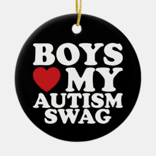 Boys Love My Autism Swag Awareness Heart Ceramic Tree Decoration