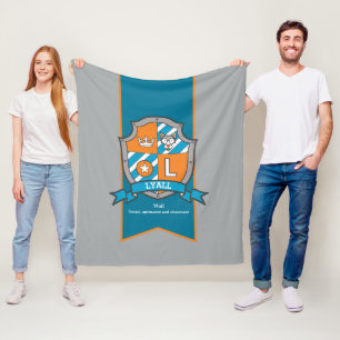 Boys Lyall or letter L name meaning grey orange Fleece Blanket