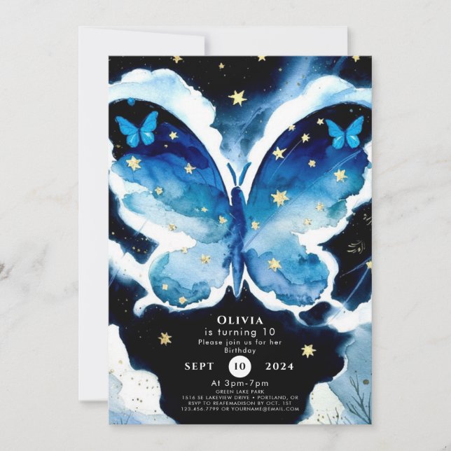 Boy's Magical Butterfly Birthday Invitation (Front)