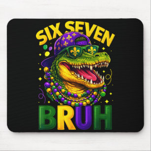 Boys Mardi Gras Six Seven Bruh Mardigator Alligato Mouse Pad